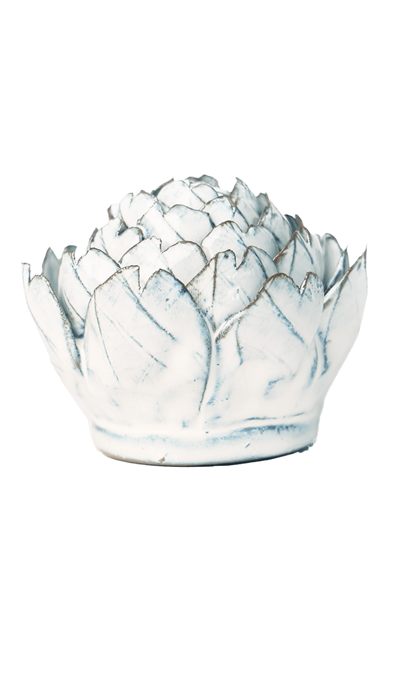 Blue White Queen Protea ceramic wall flower — Coastal Collection — handmade by Chive Studio Toronto