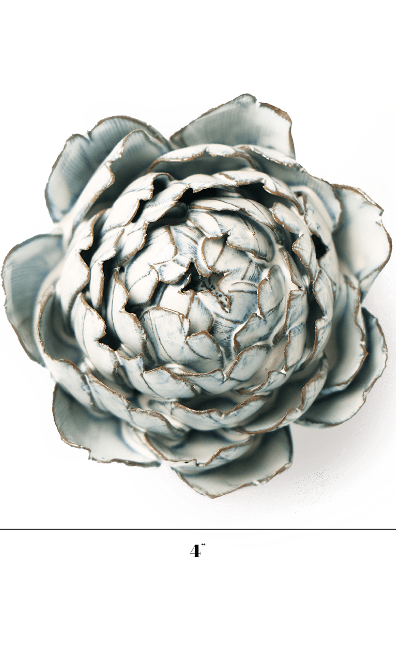 Blue White Queen Protea ceramic wall flower — Coastal Collection — handmade by Chive Studio Toronto