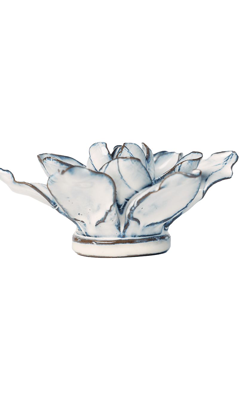Blue White Columbine ceramic wall flower — Coastal Collection — handmade by Chive Studio Toronto
