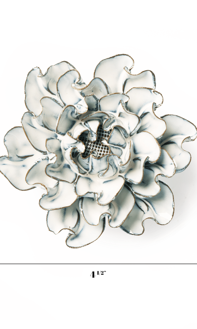Blue White Hawthorn ceramic wall flower — Coastal Collection — handmade by Chive Studio Toronto