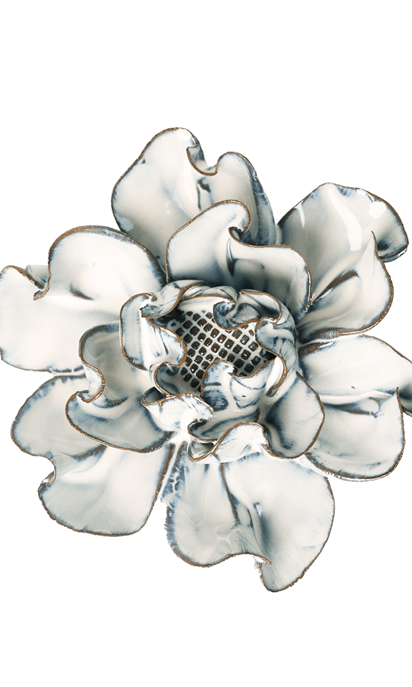 May birth flower hawthorn ceramic wall flower — birth flower collection — handmade by Chive Studio Toronto