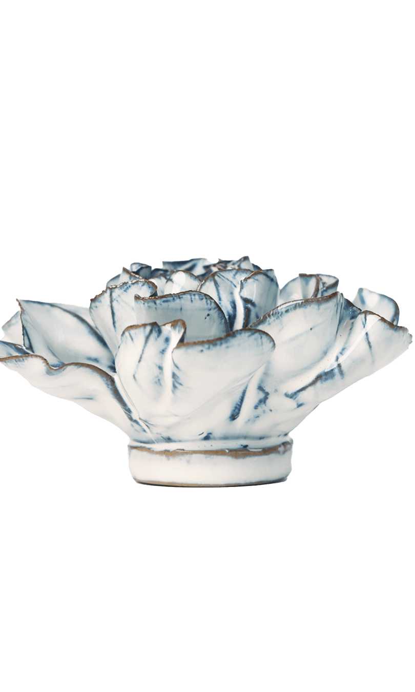 Blue White Hawthorn ceramic wall flower — Coastal Collection — handmade by Chive Studio Toronto