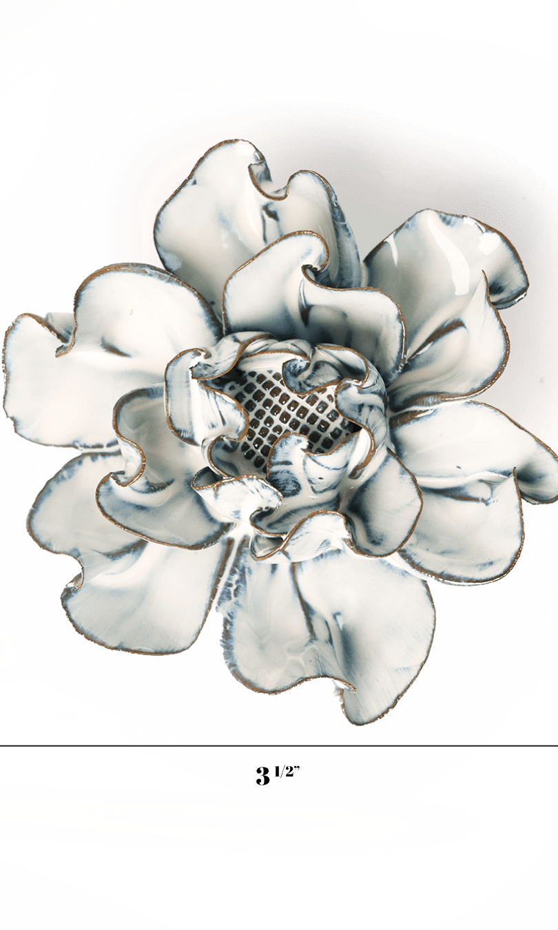 Blue White Hawthorn ceramic wall flower — Coastal Collection — handmade by Chive Studio Toronto