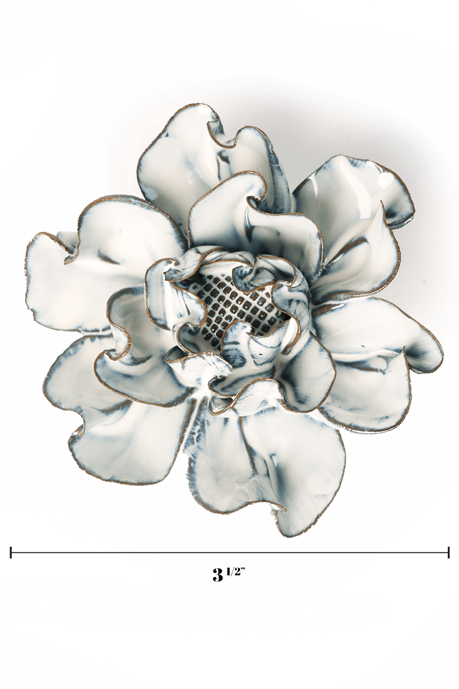 Blue White Hawthorn ceramic wall flower — Coastal Collection — handmade by Chive Studio Toronto