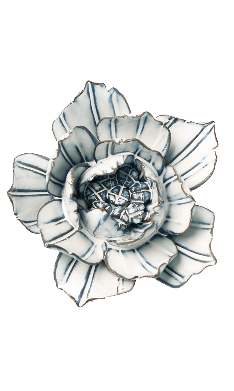 White Purslane ceramic wall flower — Coastal collection — designed in Toronto by Chive Studio