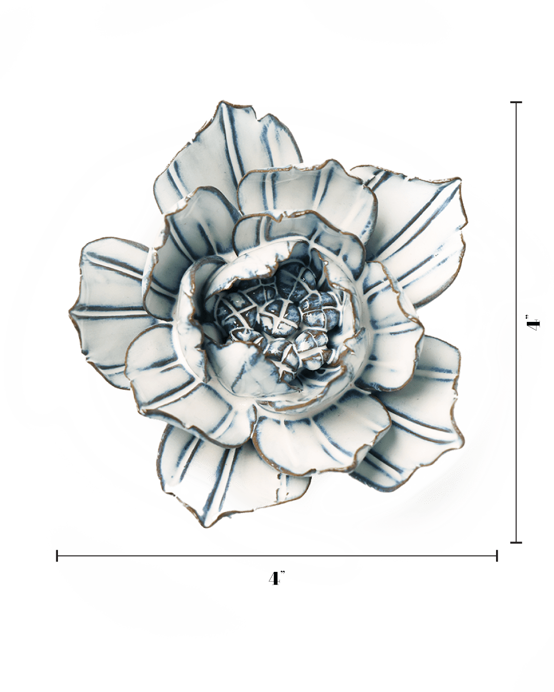 Blue White Purslane ceramic wall flower — Coastal Collection — handmade by Chive Studio Toronto