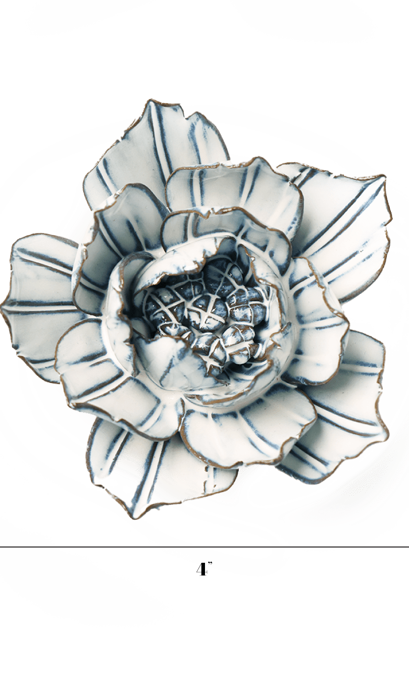 Blue White Purslane ceramic wall flower — Coastal Collection — handmade by Chive Studio Toronto