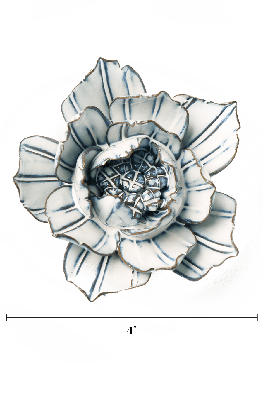 Blue White Purslane ceramic wall flower — Coastal Collection — handmade by Chive Studio Toronto