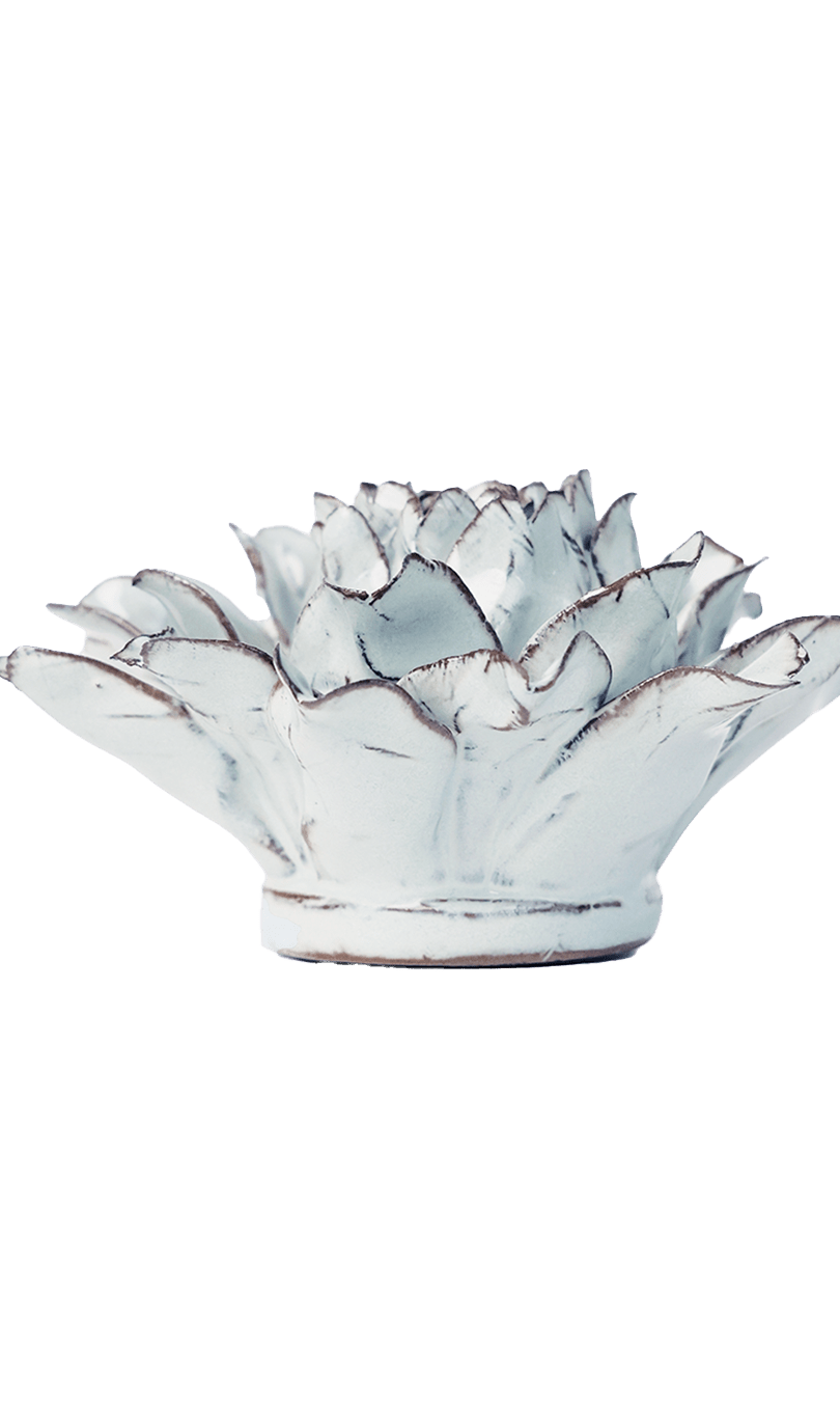 Blue White King Protea ceramic wall flower — Coastal Collection — handmade by Chive Studio Toronto