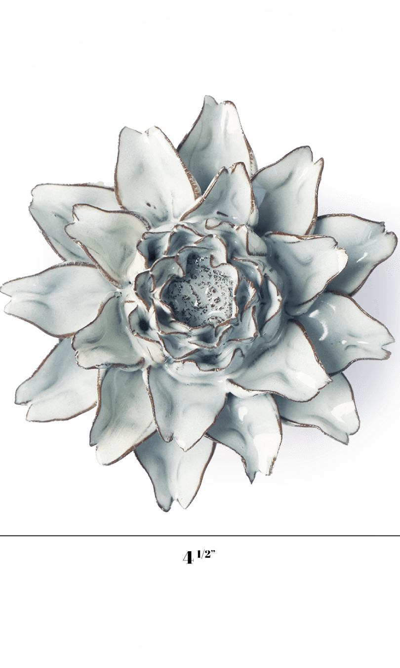 Blue White King Protea ceramic wall flower — Coastal Collection — handmade by Chive Studio Toronto