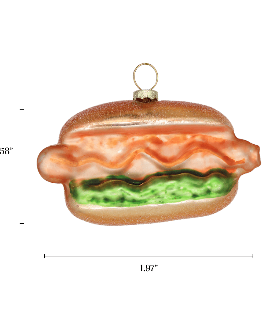Hot Dog on a Bun Ornament - Chive Ceramics Studio - Glass Ornaments - Chive Ceramics Studio