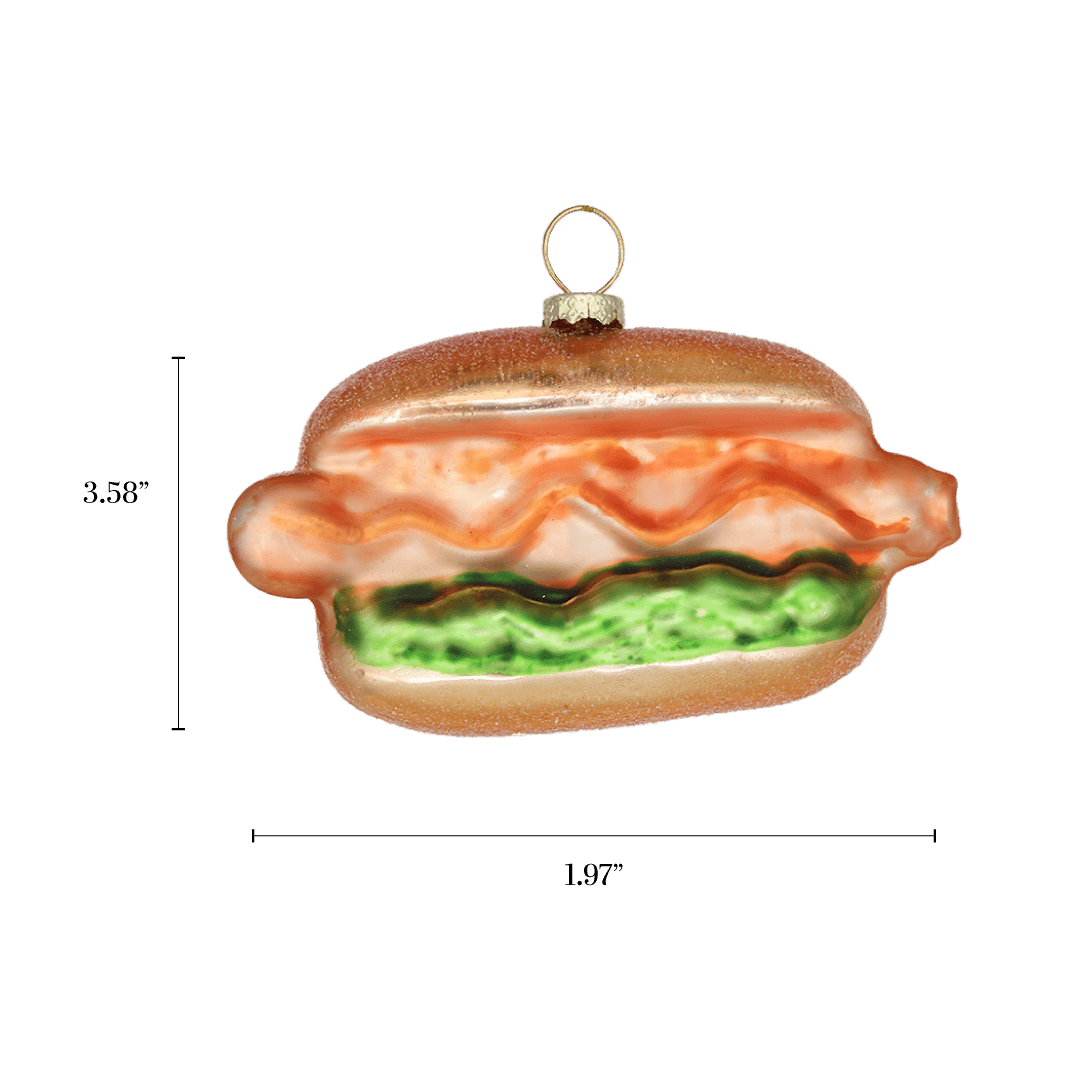 Hot Dog on a Bun Ornament - Chive Ceramics Studio - Glass Ornaments - Chive Ceramics Studio