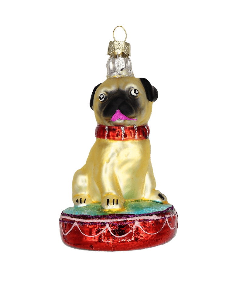 Pug on a Platform Ornament - Chive Ceramics Studio - Glass Ornaments - Chive US