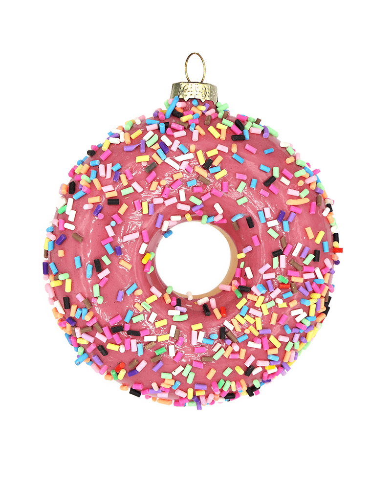 Pink Sprinkles Donut Ornament - Chive Ceramics Studio - Glass Ornaments - Chive US