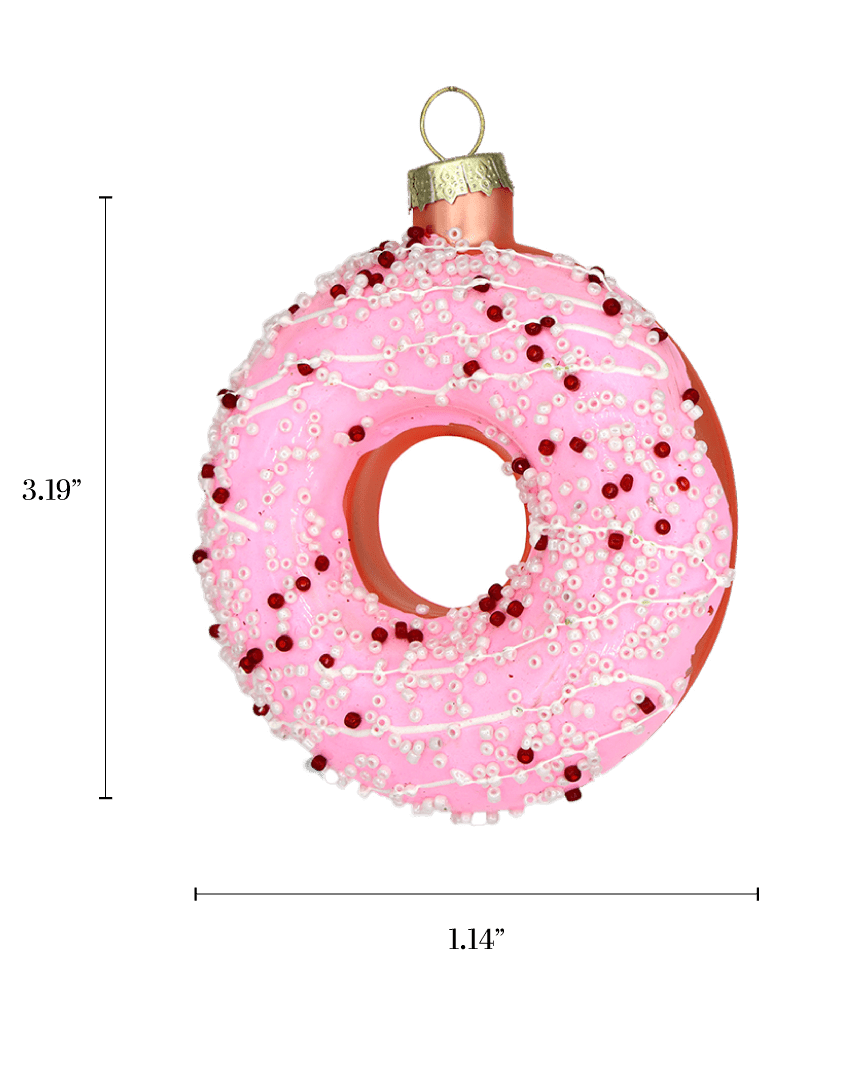 Pink Sprinkles Donut Ornament - Chive Ceramics Studio - Glass Ornaments - Chive Wholesale