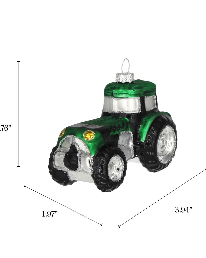 Green Tractor Ornament - Chive Ceramics Studio - Glass Ornaments - Chive Ceramics Studio