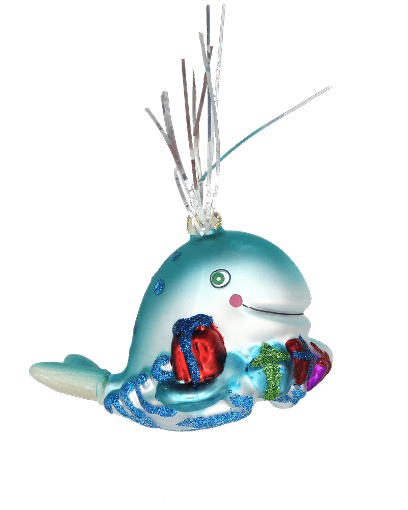 Whale with Presents Ornament - Chive Ceramics Studio - Glass Ornaments - Chive US