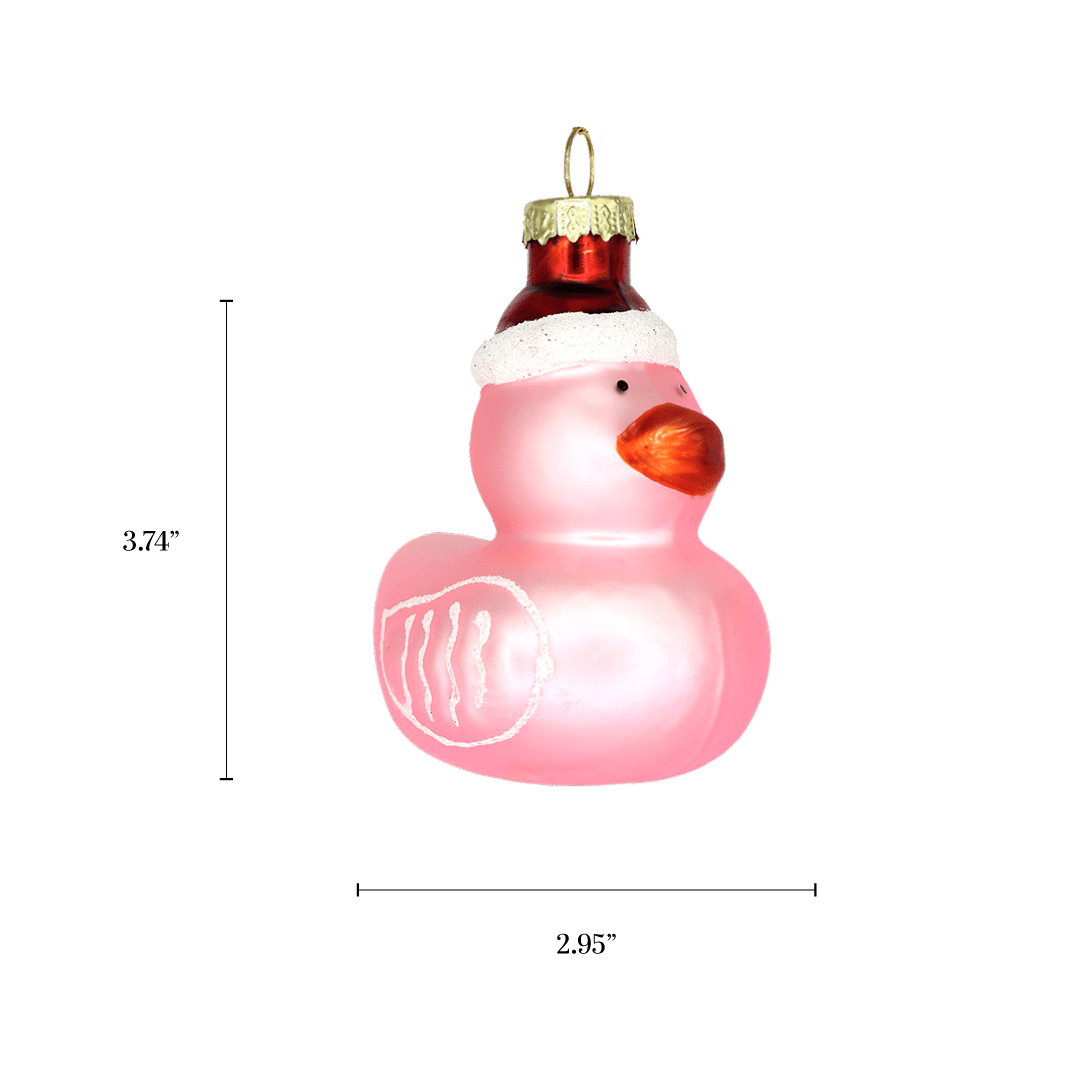 Pink Duckie with Hat Ornament - Chive Ceramics Studio - Glass Ornaments - Chive Wholesale