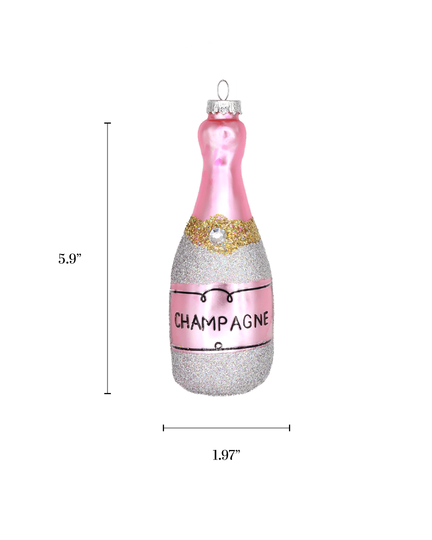 Pink Champagne Ornament - Chive Ceramics Studio - Glass Ornaments - Chive Wholesale