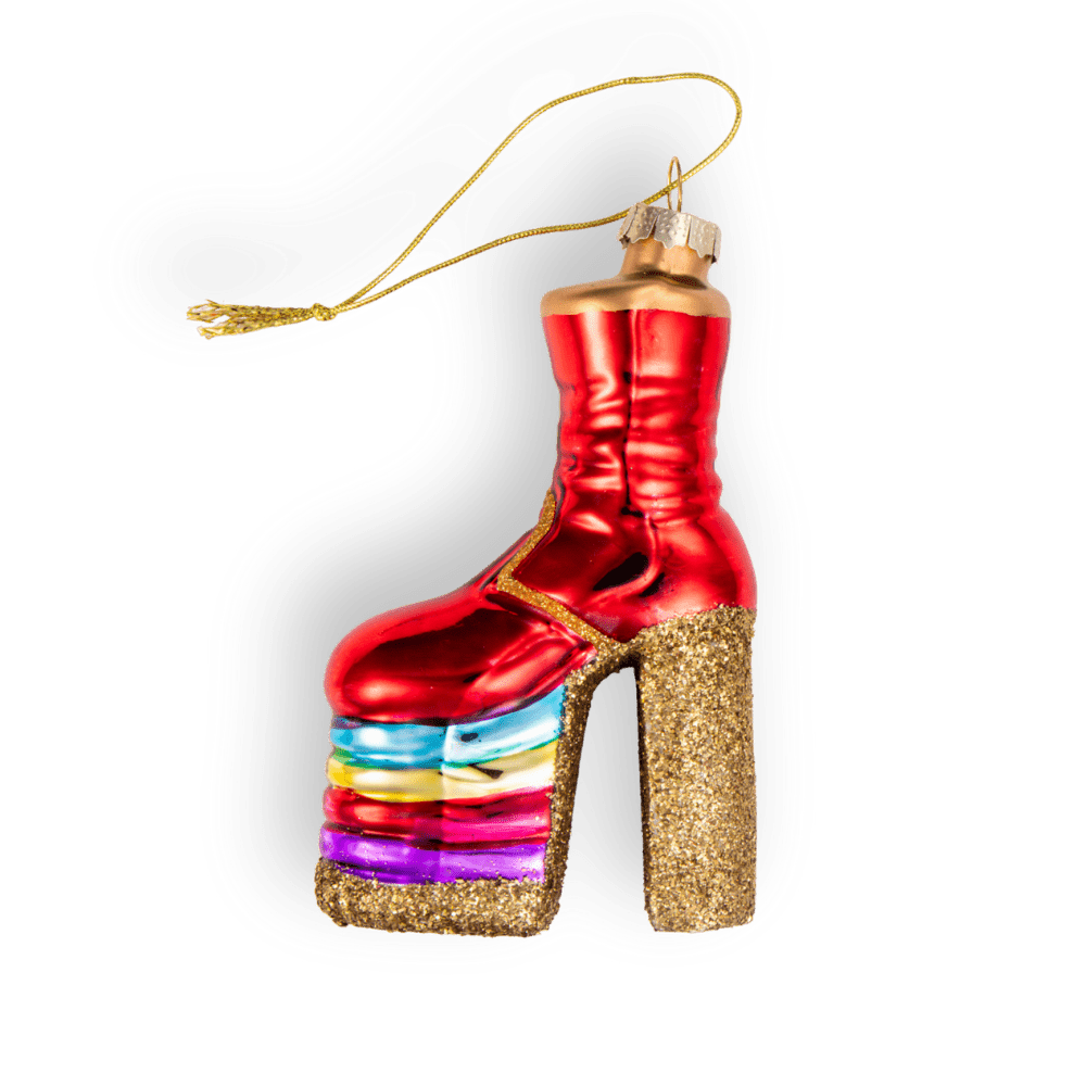 Rainbow Platform Boot Ornament - Chive Ceramics Studio - Glass Ornaments - Chive Ceramics Studio