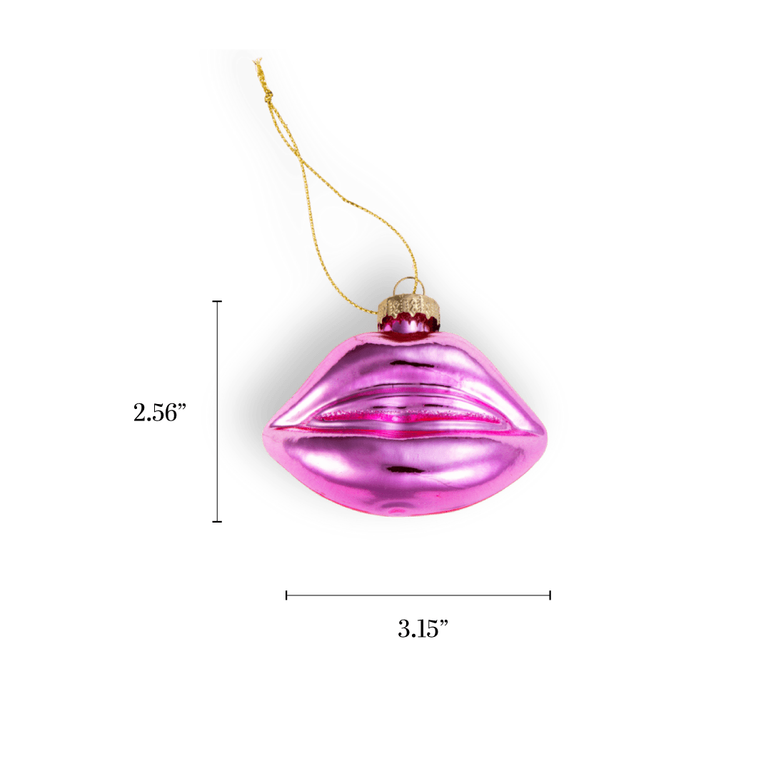 Pink Lips Ornament - Chive Ceramics Studio - Glass Ornaments - Chive Ceramics Studio