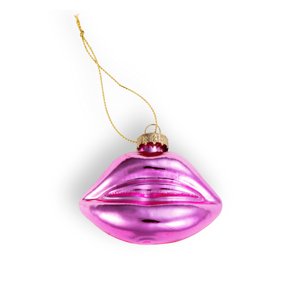 Pink Lips Ornament - Chive Ceramics Studio - Glass Ornaments - Chive Ceramics Studio
