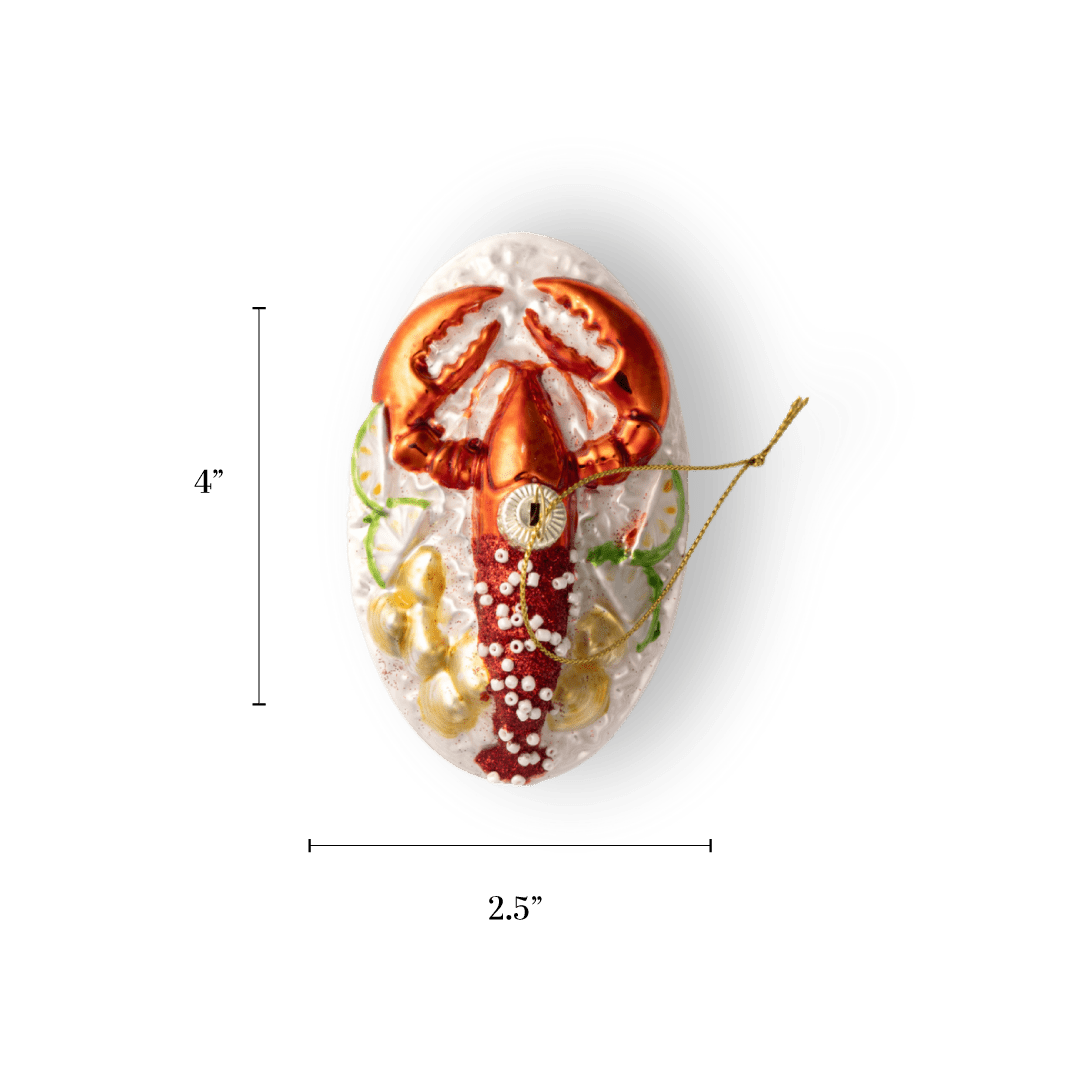 Lobster Dinner Ornament - Chive Ceramics Studio - Glass Ornaments - Chive Ceramics Studio