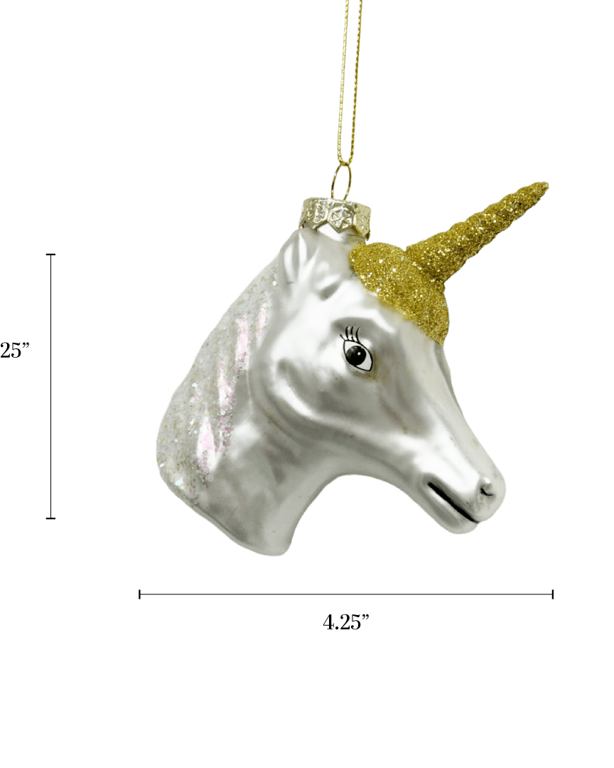 Unicorn Head Ornament - Chive Ceramics Studio - Glass Ornaments - Chive Ceramics Studio