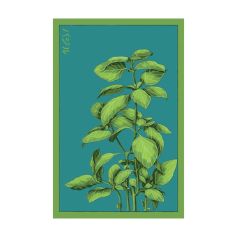 Basil Herb seed packet - Shido Seeds non-GMO vacuum-sealed woodblock design