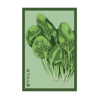 Spinach seed packet - Shido Seeds non-GMO vacuum-sealed woodblock design