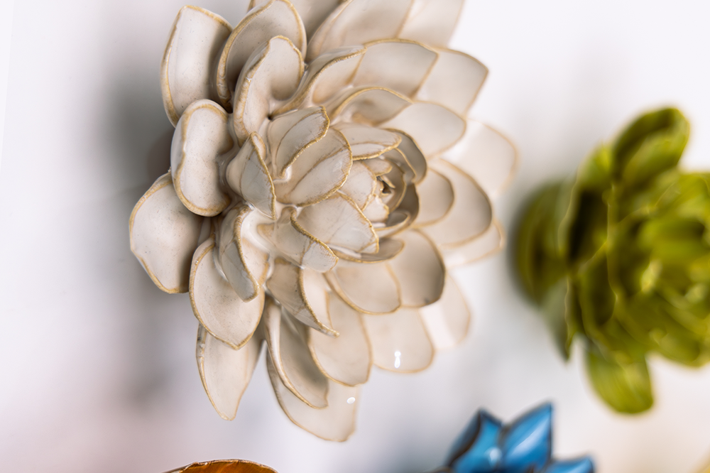 Chive ceramic snowdrop birth flower hanging on wall, single screw installation, January birthday gift idea, handmade ceramic