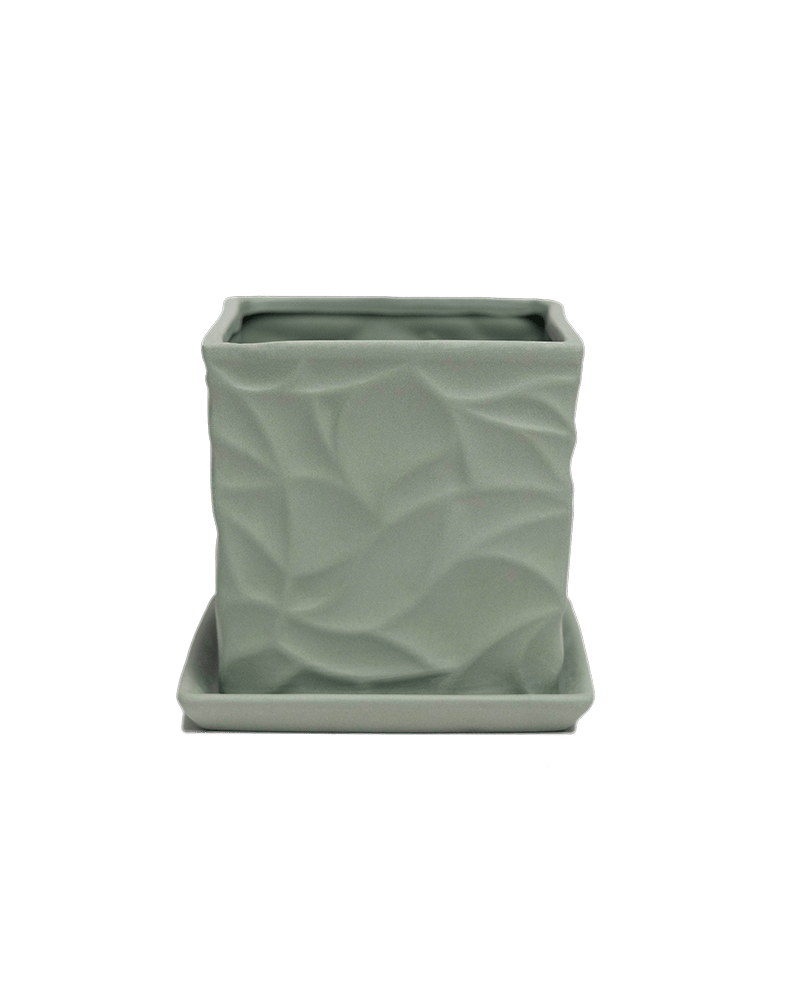 Virago 3.5" Porcelain Pot With Drainage Hole And Saucer - Chive Ceramics Studio - Pots - Chive Ceramics Studio