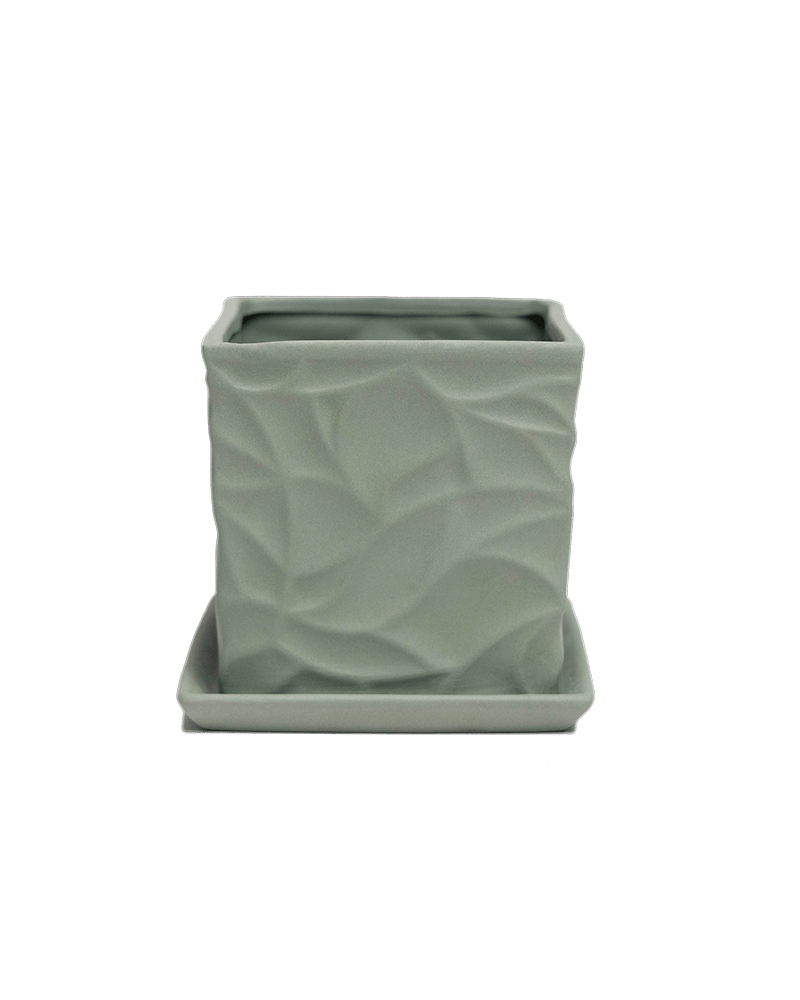 Virago 3.5" Porcelain Pot With Drainage Hole And Saucer - Chive Ceramics Studio - Pots - Chive Ceramics Studio