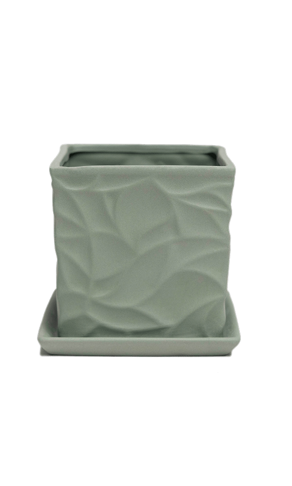 Virago 3.5" Porcelain Pot With Drainage Hole And Saucer - Chive Ceramics Studio - Pots - Chive Ceramics Studio