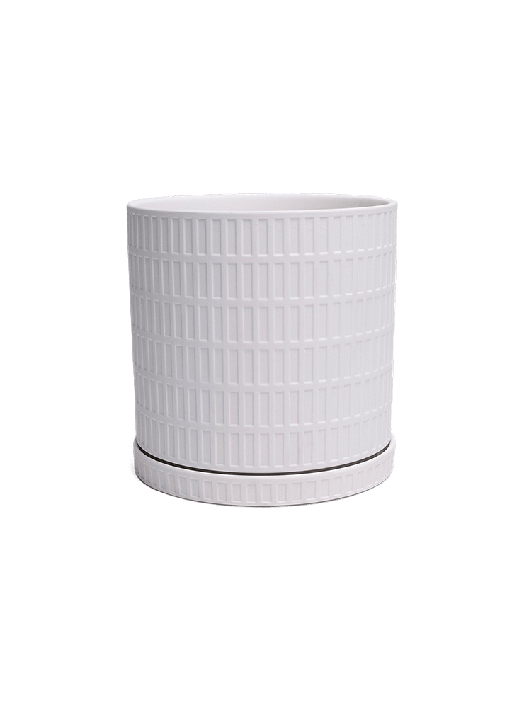Virago Porcelain Large Indoor Pot With Drainage Hole And Saucer - Chive Ceramics Studio - Pots - Chive US
