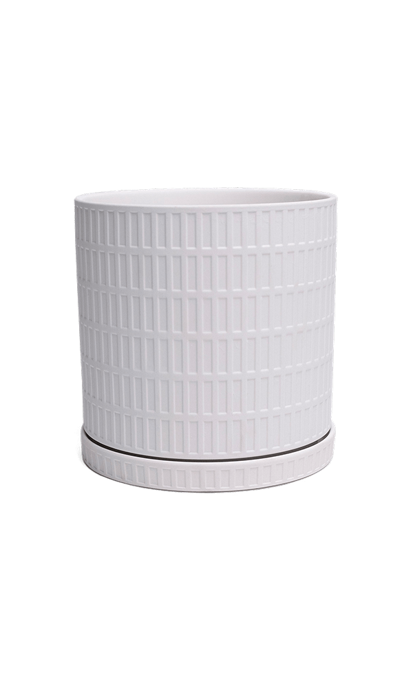 Virago Porcelain Large Indoor Pot With Drainage Hole And Saucer - Chive Ceramics Studio - Pots - Chive US