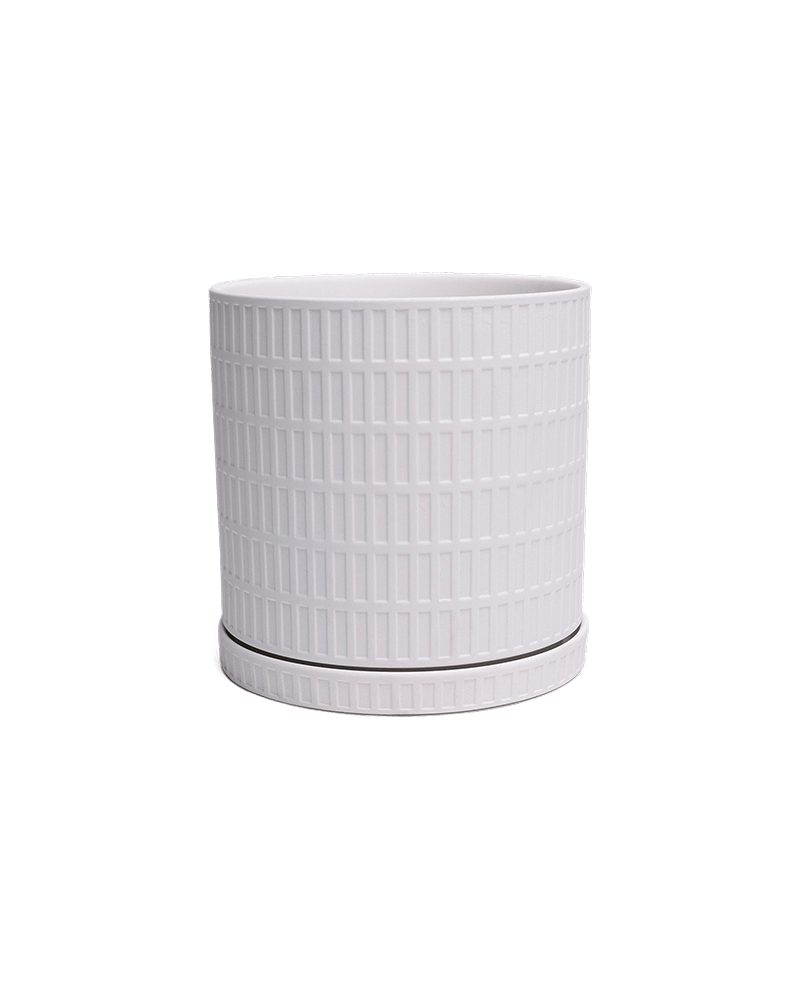 Virago Porcelain Large Indoor Pot With Drainage Hole And Saucer - Chive Ceramics Studio - Pots - Chive US
