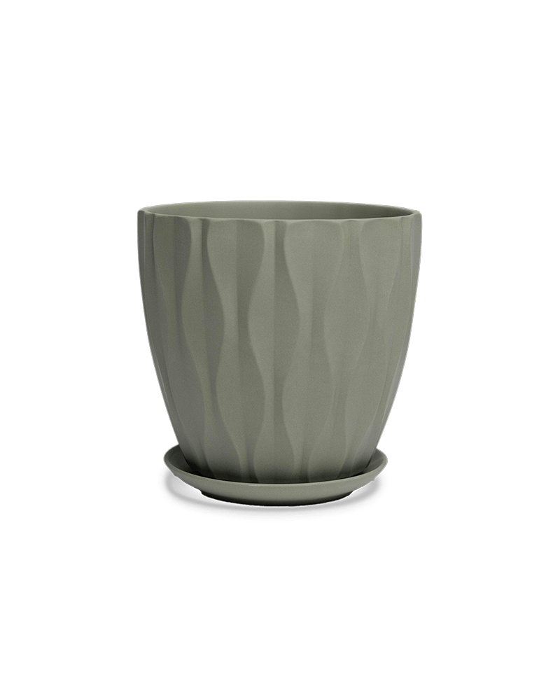 Virago Porcelain Large Indoor Pot With Drainage Hole And Saucer - Chive Ceramics Studio - Pots - Chive US