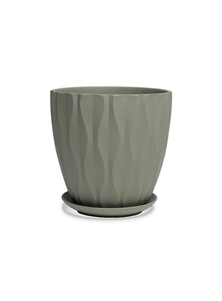 Virago Porcelain Large Indoor Pot With Drainage Hole And Saucer - Chive Ceramics Studio - Pots - Chive US