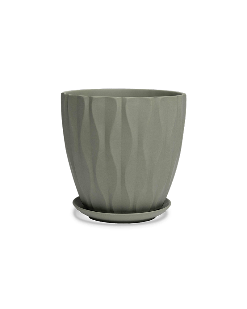 Virago Porcelain Large Indoor Pot With Drainage Hole And Saucer - Chive Ceramics Studio - Pots - Chive US