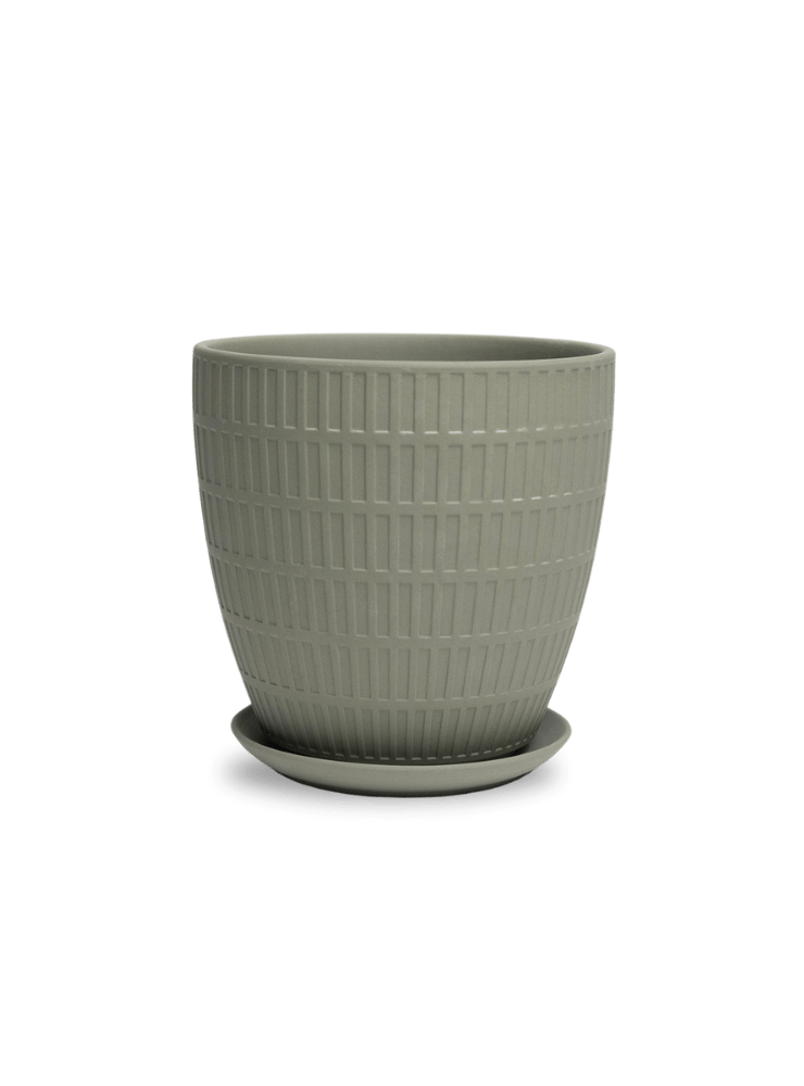 Virago Porcelain Large Indoor Pot With Drainage Hole And Saucer - Chive Ceramics Studio - Pots - Chive US