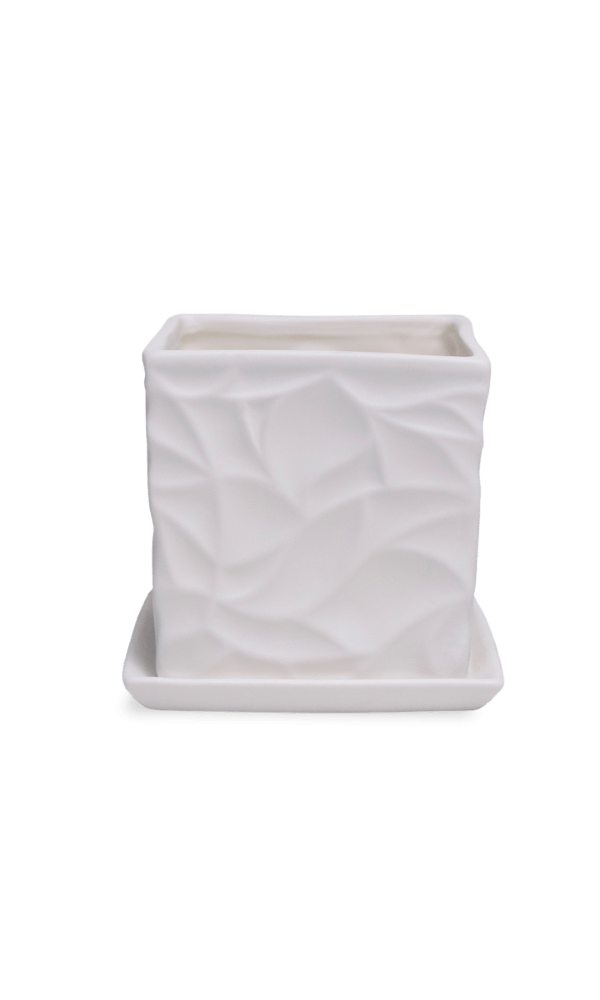 Virago 3.5" Porcelain Pot With Drainage Hole And Saucer - Chive Ceramics Studio - Pots - Chive Ceramics Studio