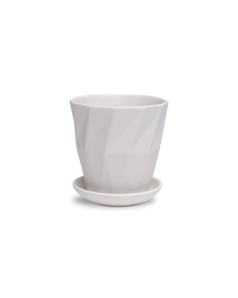 Virago 3.5" Porcelain Pot With Drainage Hole And Saucer - Chive Ceramics Studio - Pots - Chive Ceramics Studio