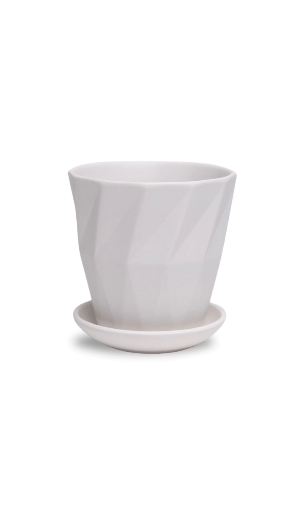 Virago 3.5" Porcelain Pot With Drainage Hole And Saucer - Chive Ceramics Studio - Pots - Chive Ceramics Studio