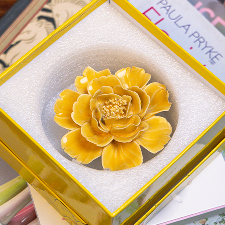 June Birth Flower Rose ceramic wall flower in decorative gift box — Birth Flower Collection — handmade by Chive Studio Toronto