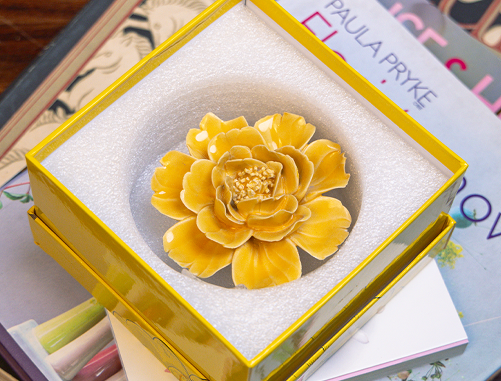June Birth Flower Rose ceramic wall flower in decorative gift box — Birth Flower Collection — handmade by Chive Studio Toronto