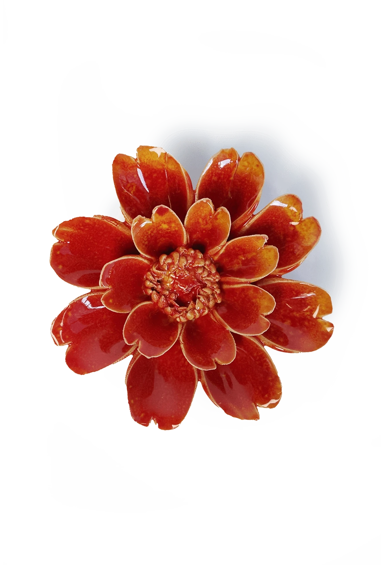 Chive April Birth Flower Daisy orange yellow glazed ceramic flower.