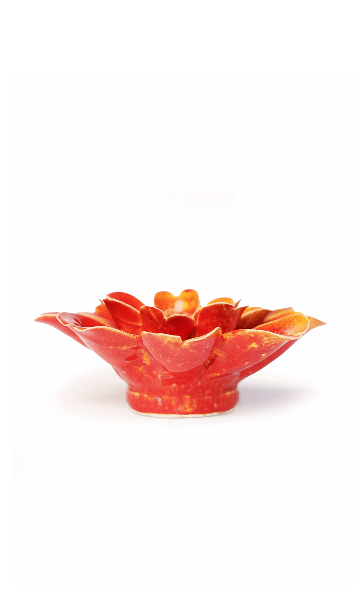 Chive April Birth Flower Daisy orange yellow ceramic flower side view showing petal depth and glossy glazed finish.