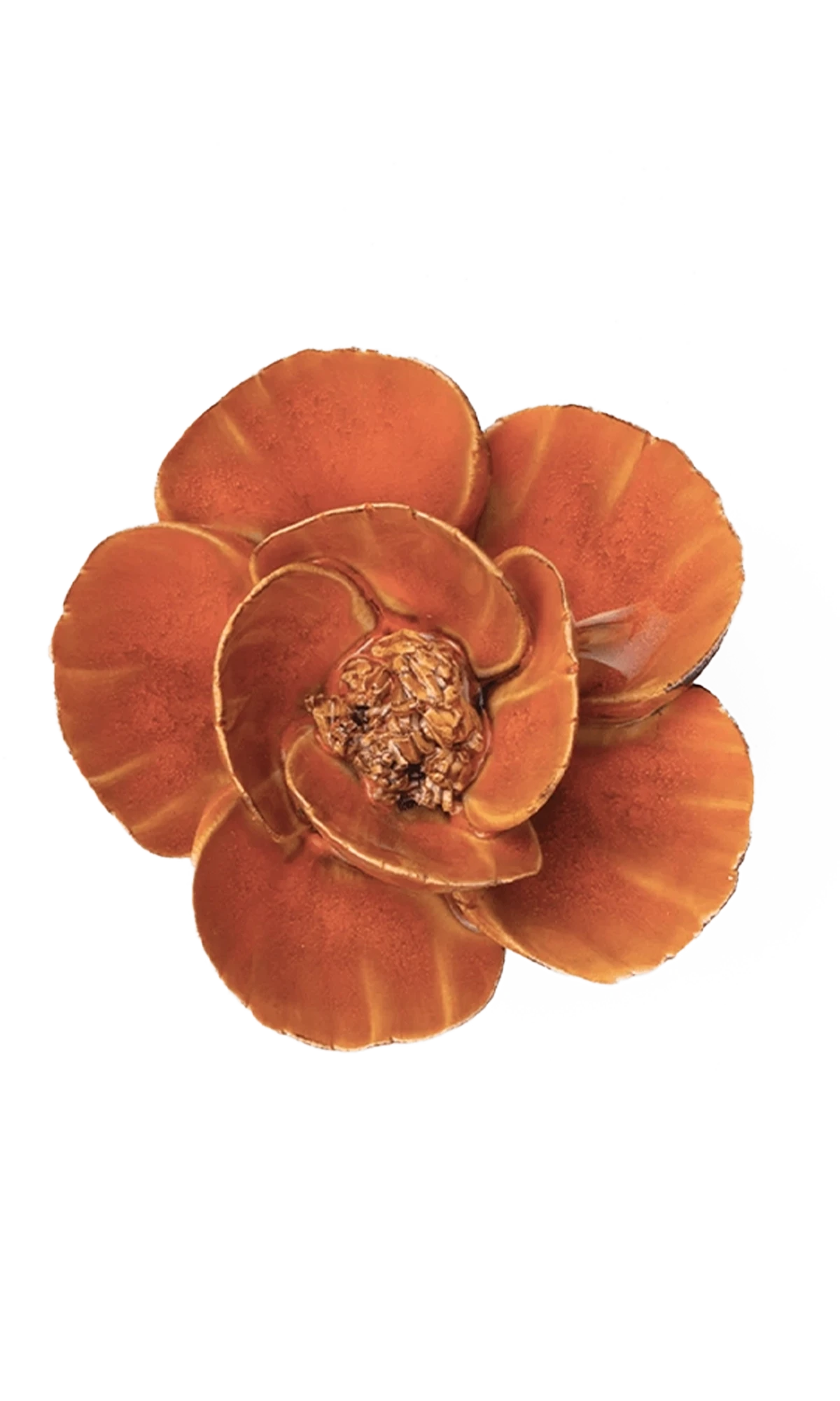 Chive August Birth Flower Poppy burnt orange glazed ceramic flower.