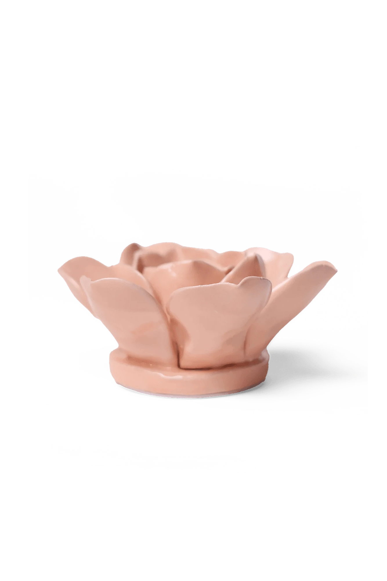 Chive December Birth Flower Narcissus apricot pink ceramic flower side view showing petal depth and glossy glazed finish.
